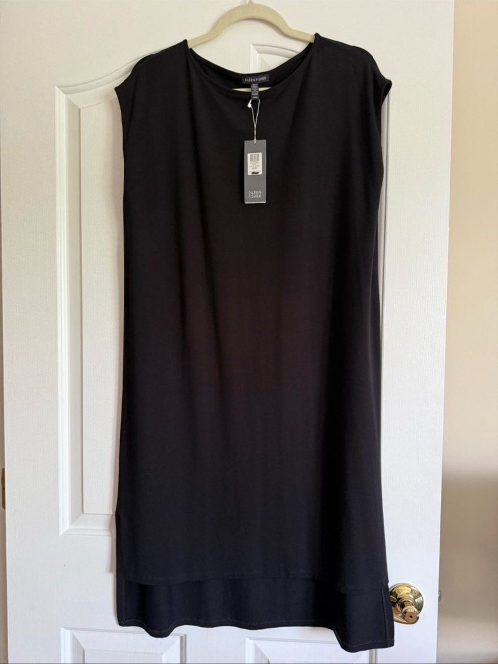 Eileen Fisher Black Cap Sleeve Shift Dress